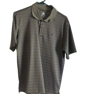 Adidas Men's M Dark Olive Green Striped Short sleeve Polo Shirt